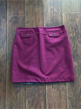 LOFT Fuchsia Textured Mini Skirt with Buttoned Flap Details